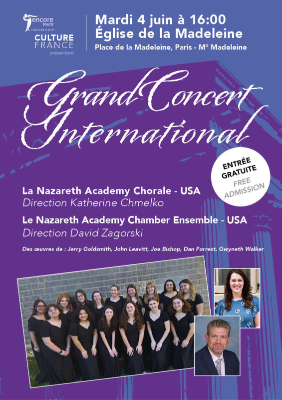 Grand Concert gratuit de l’Orchestre International de La Nazareth Academy Chorale à La Madeleine