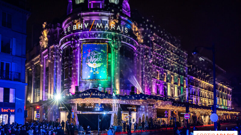 Inauguration des Vitrines de Noël du BHV 2024 avec Léna, Marc Lavoine et Adriana Karembeu – photos