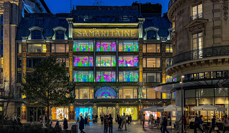 Les vitrines de Noël 2024 de la Samaritaine : Thoiry Lumières Sauvages envahit le magasin – photos